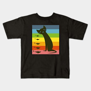 Cat love fish Kids T-Shirt